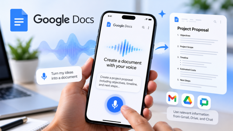 Google Docs Docs Live voice-powered document creation on mobile