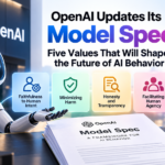 OpenAI Model Spec five core values: human intent, harm minimization, honesty, human agency, and care.